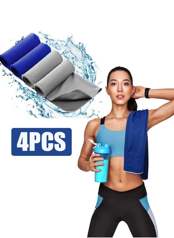 ZVEV 4 PCS Cooling Towels for Neck and Face, Microfiber Breathable Cooling Towels, Instant Cooling Relief Towel, Soft Chilly Towel for Yoga, Golf, Gym, Camping, Running, Workout and More Activities - Image 1