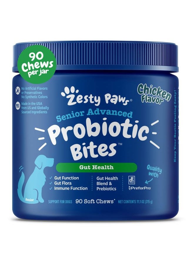 Zesty Paws Probiotics for Dogs - Digestive Enzymes for Gut Flora, Digestive Health, Diarrhea & Bowel Support - Clinically Studied DE111 - Dog Supplement Soft Chew for Pet Immune System - Adv, 90ct  - Image 1