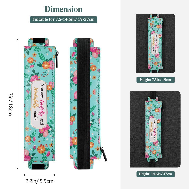 MoKo Elastic Pen Holder for Notebook, 4 Pieces PU Leather Pencil Case with Adjustable Band, Stationery School Supplies Zipper Bag for Planners, Journals, Book - Image 5