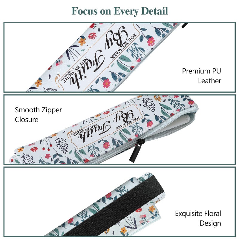 MoKo Elastic Pen Holder for Notebook, 4 Pieces PU Leather Pencil Case with Adjustable Band, Stationery School Supplies Zipper Bag for Planners, Journals, Book - Image 4