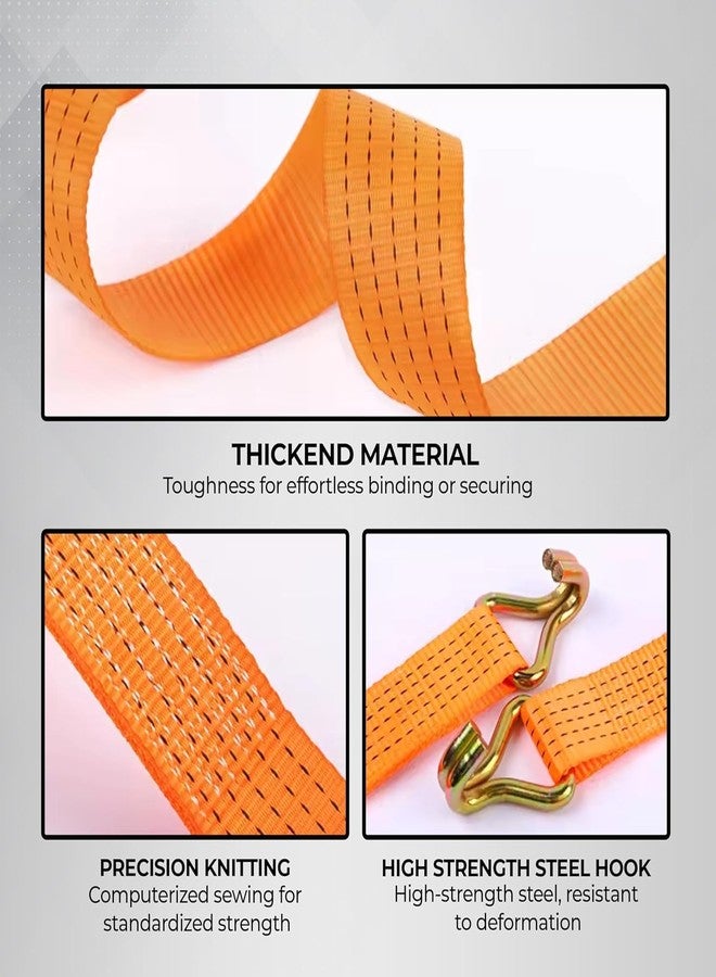 calldrishe Ratchet Tie Down Straps Polyester Cargo Lashing Belt Orange | Belt for Dj | Ratchet Tie Down with Flat Hook Cargo Strap Heavy Duty Lashing Strap Lashing Rope Convenient - (10M - 3000KG) - Image 4