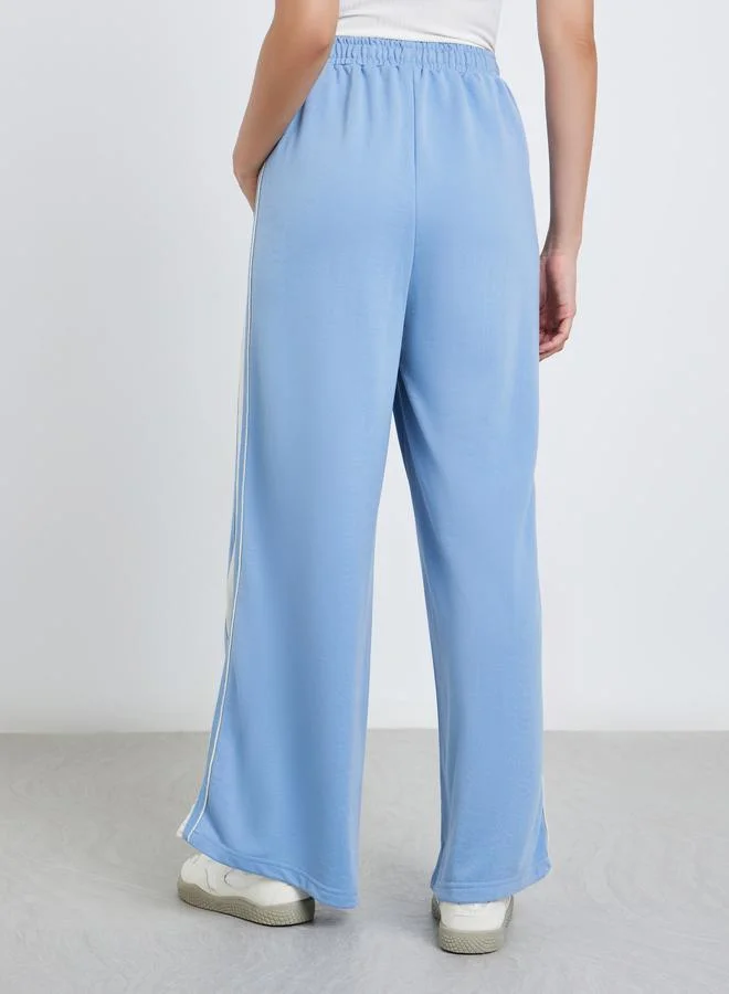 Styli Women Light Blue Contrast Side Seam Detail Joggers