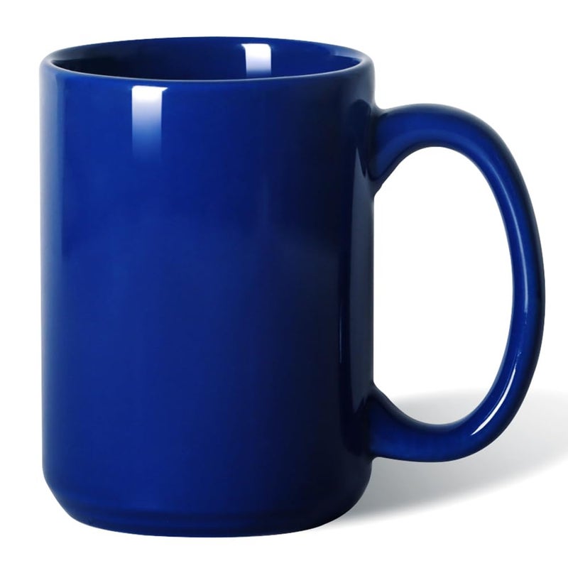 Smilatte 16 OZ Porcelain Coffee Mug, Classic Blank Ceramic Cup with Large Handle for Tea Latte Cappuccino, Blue - Image 1