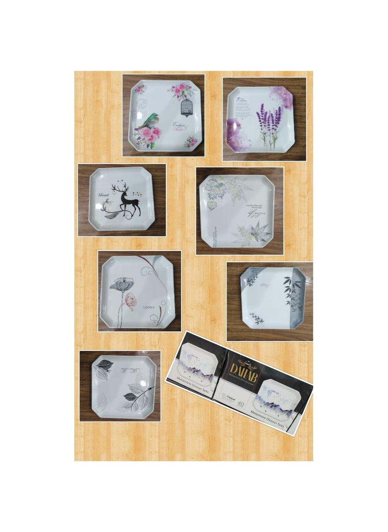 Dahab - Imported melamine set, 40 pieces, in various shapes, against breakage - Image 1