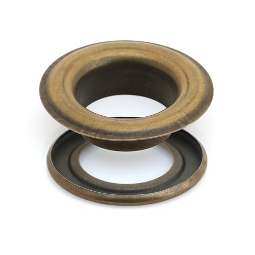 CRAFTMEMORE 3/4" (19MM) ID Grommets Eyelets with Washers for Clothes, Leather, Canvas Pack of 25 Sets (Antique Brass) - Image 1
