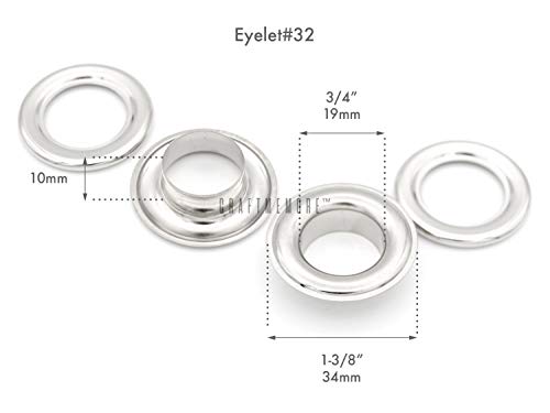 CRAFTMEMORE 3/4" (19MM) ID Grommets Eyelets with Washers for Clothes, Leather, Canvas Pack of 25 Sets (Antique Brass) - Image 5