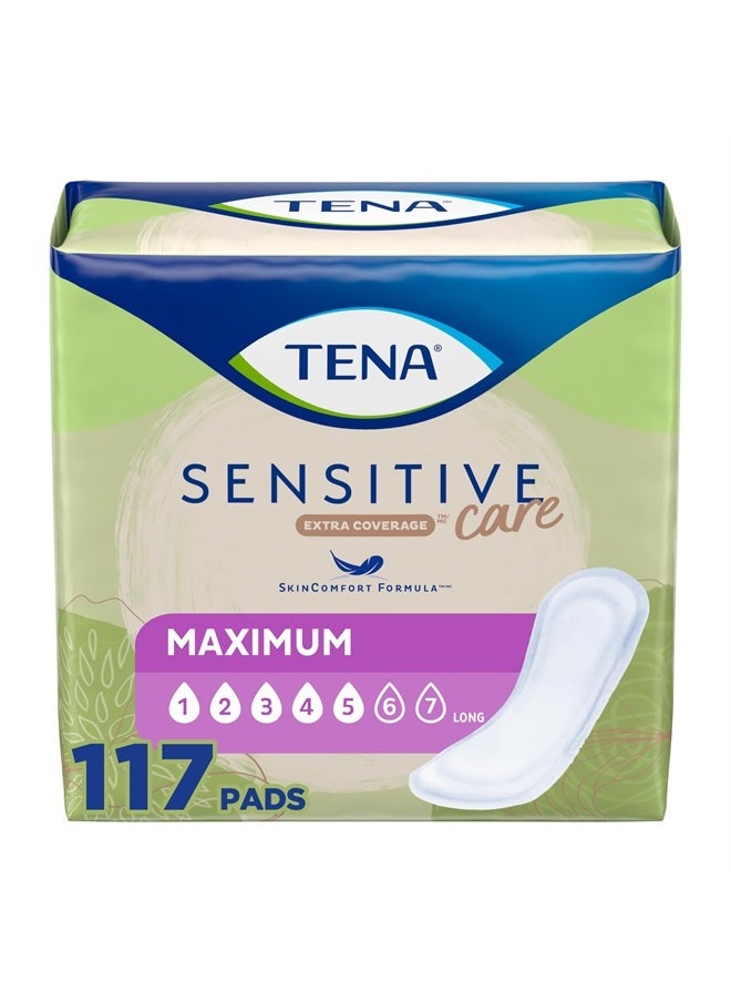 Tena Intimates Maximum Absorbency Incontinence/Bladder Control Pad for Women, Long Length, 117 Count (3 Packs of 39)  - Image 1