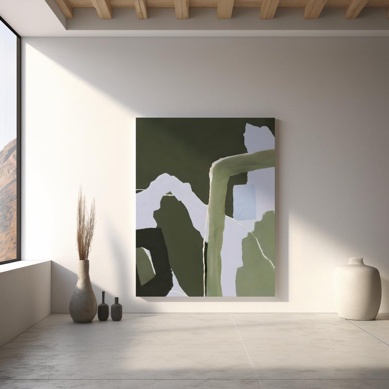 TNESSENTIAL Green Blue Abstract Print | Olive Sage Painterly Wall Art – Canvas or Framed Canvas - Image 3