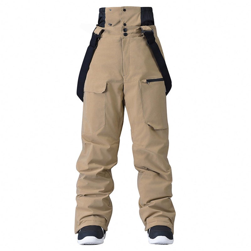 GS SNOWING Women Baggy Ski Pants Men Snow Bibs Snowboard Overall Insulated Windproof Waterproof for Winter Outdoor Sports Khaki M - Image 1