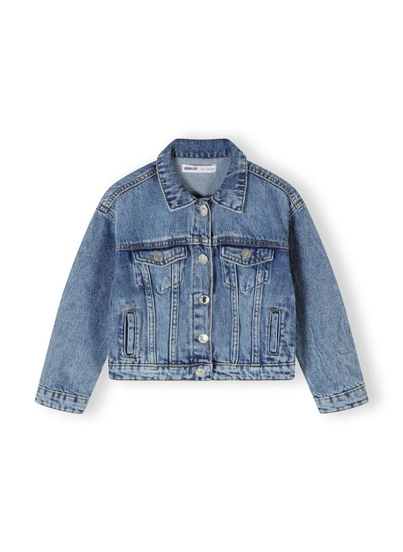 مينوتي Kids Girls Oversized Denim Jacket