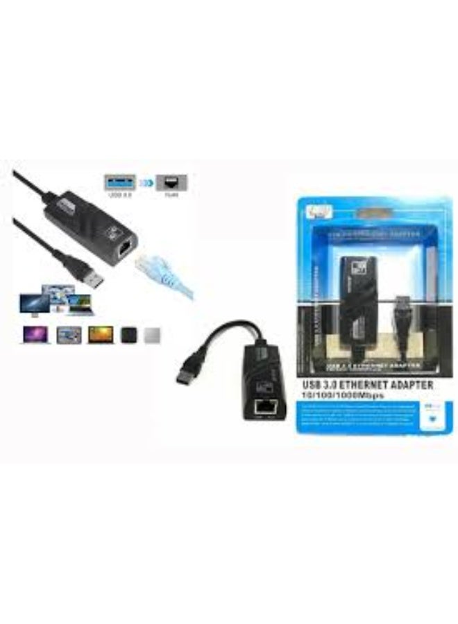 محول Mini USB 3.0 إلى RJ45 LAN Gigabit Ethernet أسود - Image 1