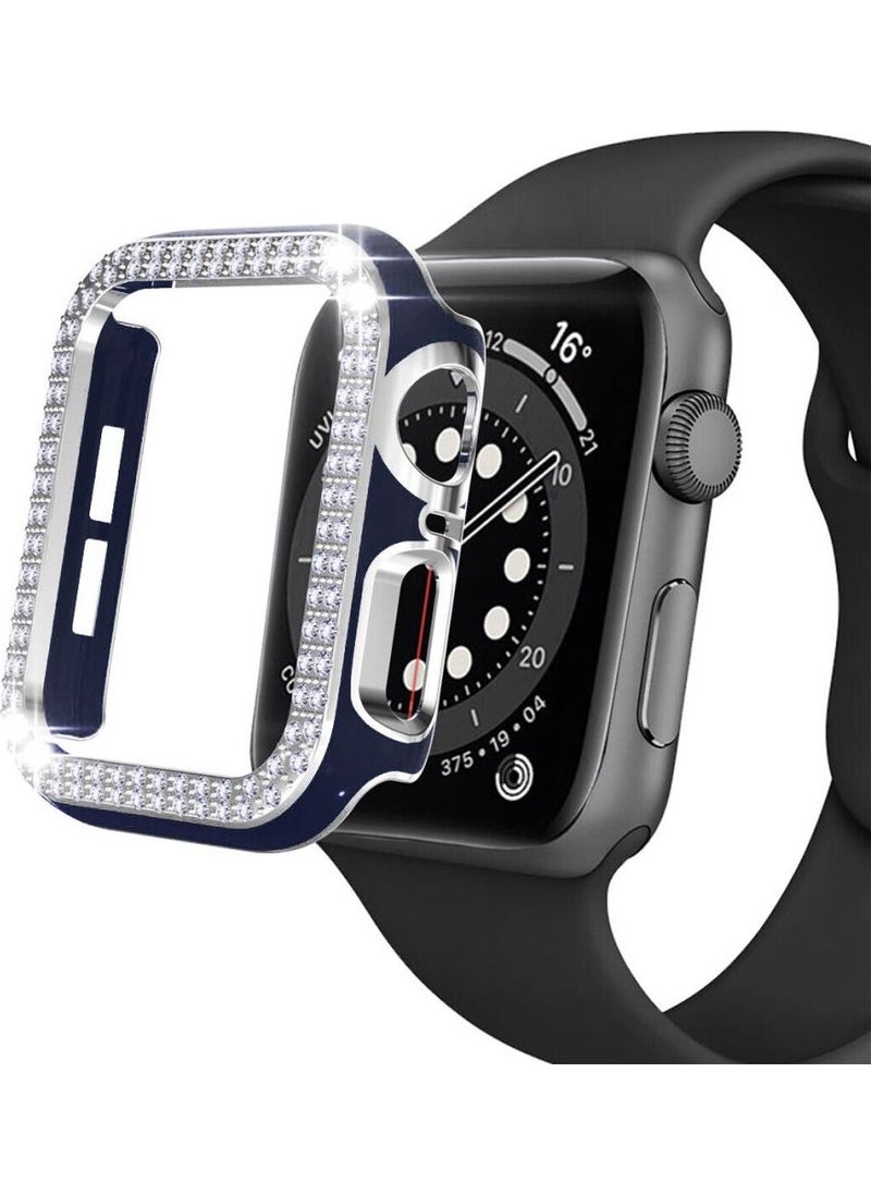 Techmaster Apple Watch 7 41MM Compatible Double Row Polished Stone Rubber Case Cover  - Image 1
