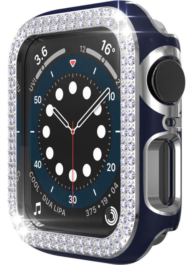 Techmaster Apple Watch 7 41MM Compatible Double Row Polished Stone Rubber Case Cover  - Image 2