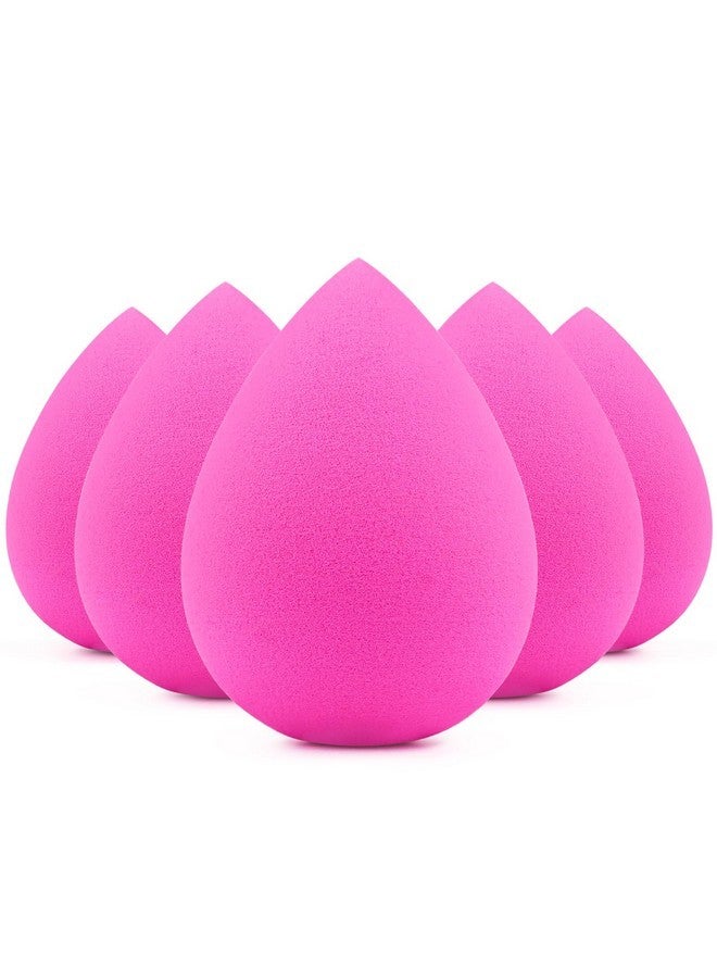 BEAKEY 5 Pcs Makeup Sponges, Latex-Free Beauty Sponge For Flawless Liquid, Cream, And Powder Application, Rose Pink Sponges - Image 1