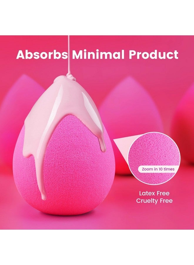 BEAKEY 5 Pcs Makeup Sponges, Latex-Free Beauty Sponge For Flawless Liquid, Cream, And Powder Application, Rose Pink Sponges - Image 2