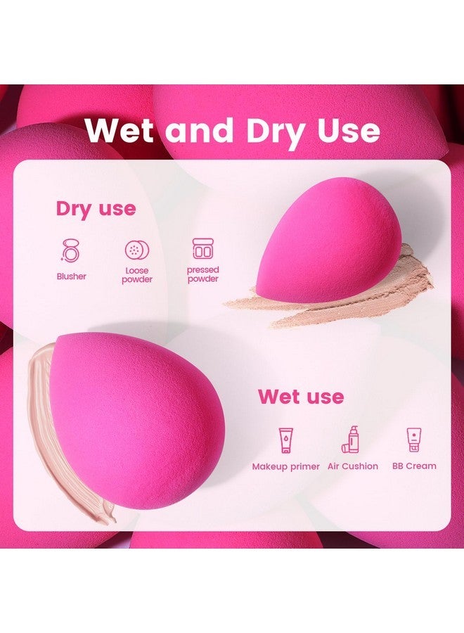 BEAKEY 5 Pcs Makeup Sponges, Latex-Free Beauty Sponge For Flawless Liquid, Cream, And Powder Application, Rose Pink Sponges - Image 4