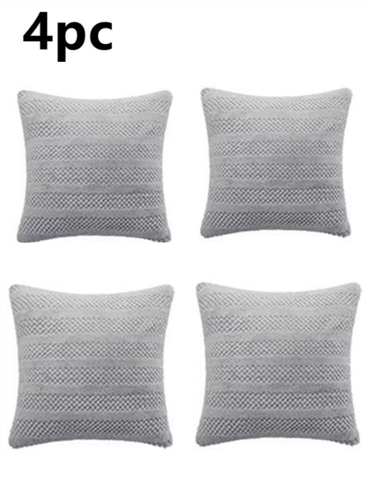 Kutis 4-Pieces Sofa Throw Pillow Covers Pillow Covers Decorative Cushion Cover Polyester Grey 45x45 cm - Image 1