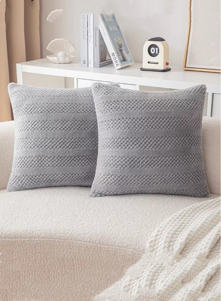 Kutis 4-Pieces Sofa Throw Pillow Covers Pillow Covers Decorative Cushion Cover Polyester Grey 45x45 cm - Image 2