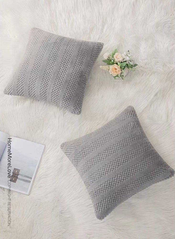 Kutis 4-Pieces Sofa Throw Pillow Covers Pillow Covers Decorative Cushion Cover Polyester Grey 45x45 cm - Image 3