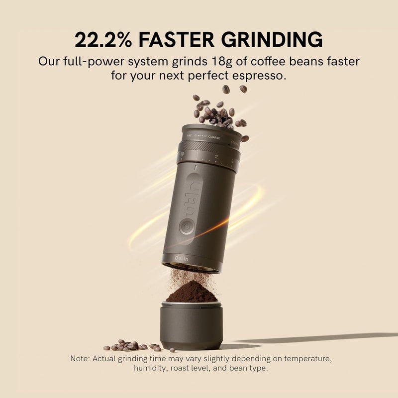 OutIn Fino Portable Electric Coffee Grinder,Adjustable Coffee Bean Grinder with 28 Precise Grind Setting,One-Button Burr Coffee Grinder with Fast‑Charge Battery, Auto‑Stop & Clog‑Protection,White - Image 5