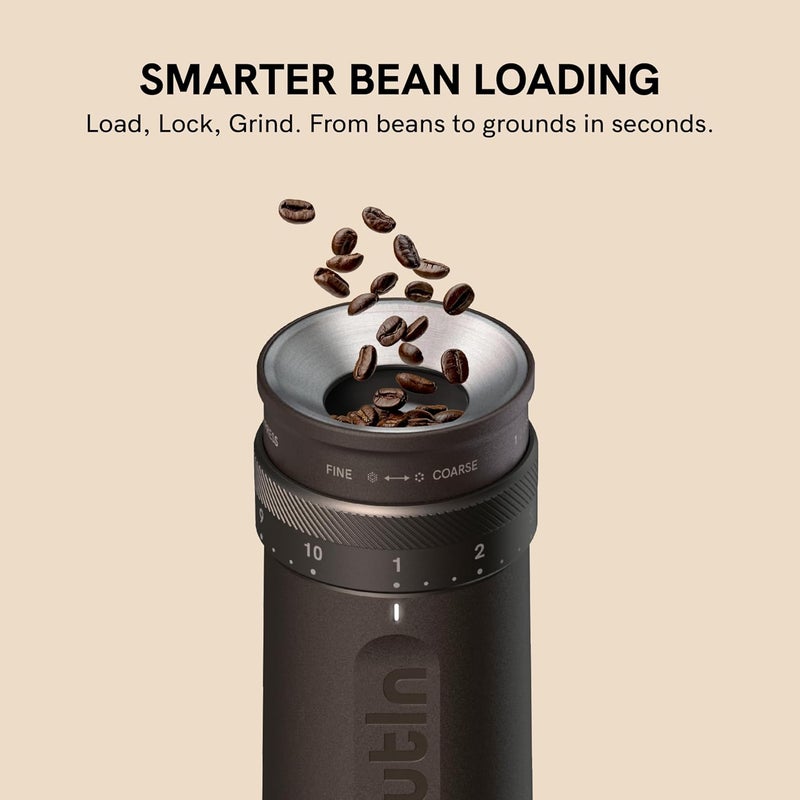 OutIn Fino Portable Electric Coffee Grinder,Adjustable Coffee Bean Grinder with 28 Precise Grind Setting,One-Button Burr Coffee Grinder with Fast‑Charge Battery, Auto‑Stop & Clog‑Protection,White - Image 4