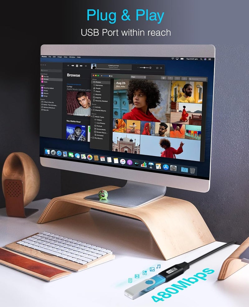 بلو ريجر كابل تمديد USB من (75 قدم/22 متر، مكرر USB 2.0 نشط طويل، من ذكر إلى أنثى، كابل نقل بيانات) - لوحدات التحكم في الألعاب والطابعة والكاميرا ولوحة المفاتيح ومحركات الأقراص الصلبة - Image 5