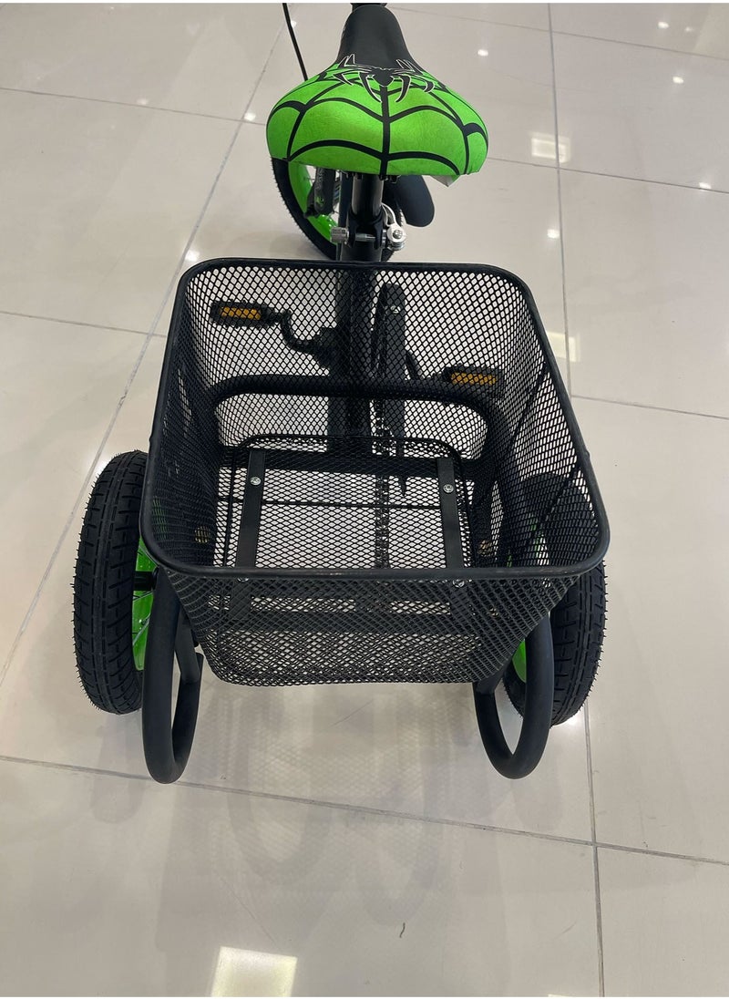 100% Assembled Tricycle 10-Inch Children's 3-Wheel Bicycle With Basket On The Back  - Image 4