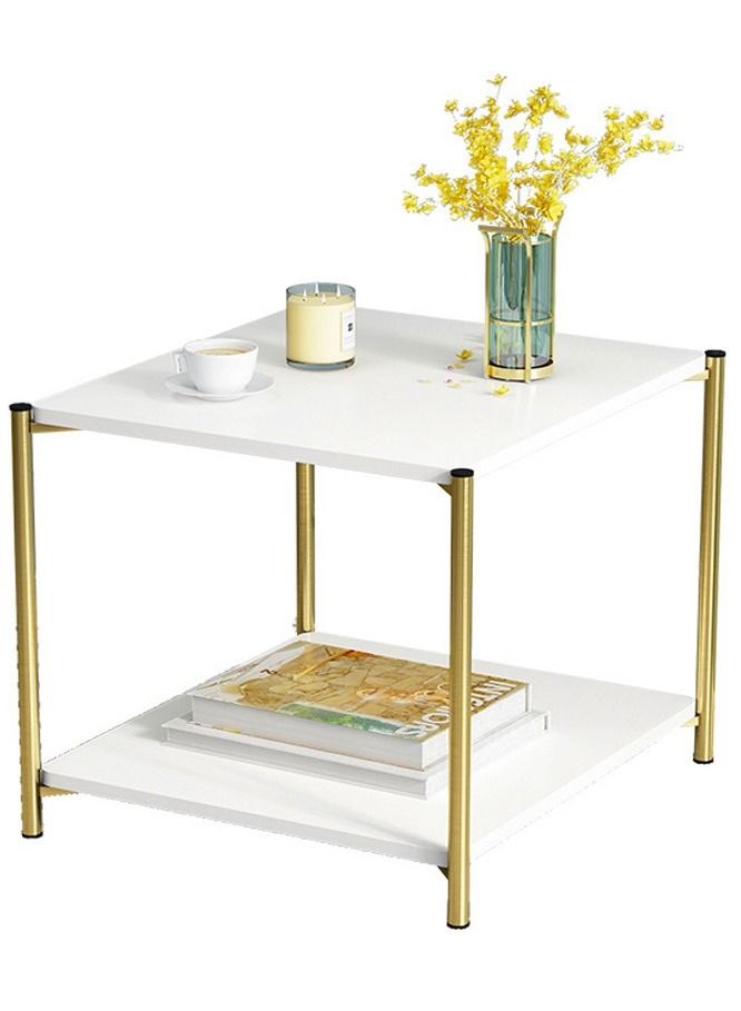 DubaiGallery طاولة شاي مربعة طاولات قهوة لغرفة المعيشة مزيج من الخشب والرخام طاولة متينة - Image 1