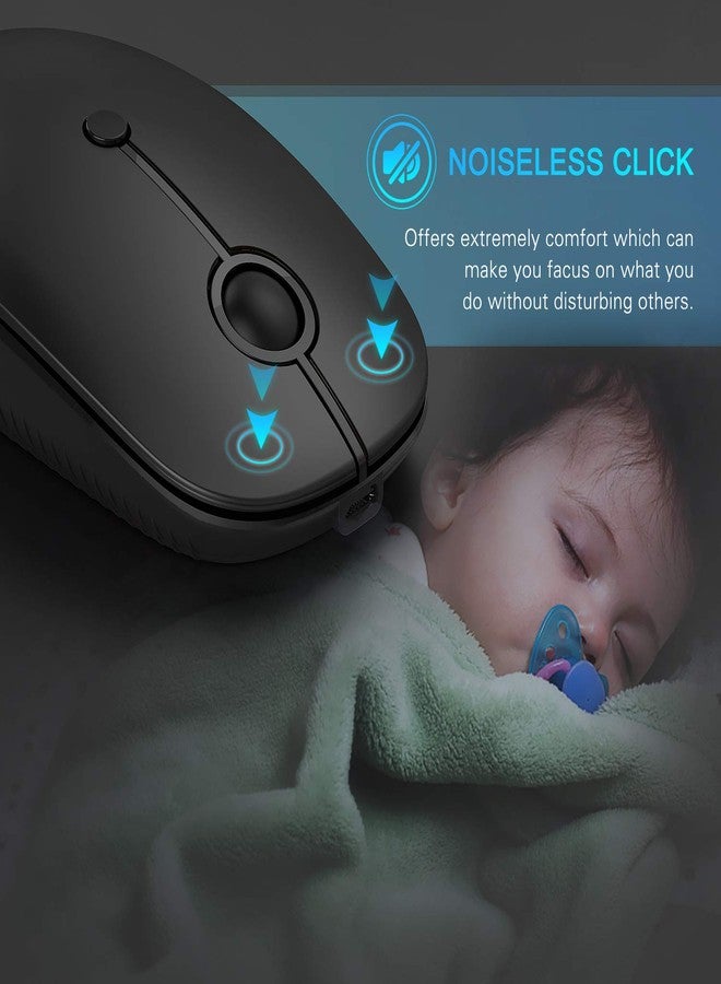 VssoPlor Type C Wireless Mouse，Vssoplor USB C Rechargeable Portable Quiet Mouse USB and Type C Receiver Dual Mode Laptop Mouse for PC, Laptop, MacBook, Tablet-Black - Image 5