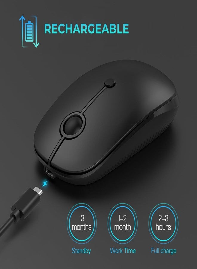 VssoPlor Type C Wireless Mouse，Vssoplor USB C Rechargeable Portable Quiet Mouse USB and Type C Receiver Dual Mode Laptop Mouse for PC, Laptop, MacBook, Tablet-Black - Image 4