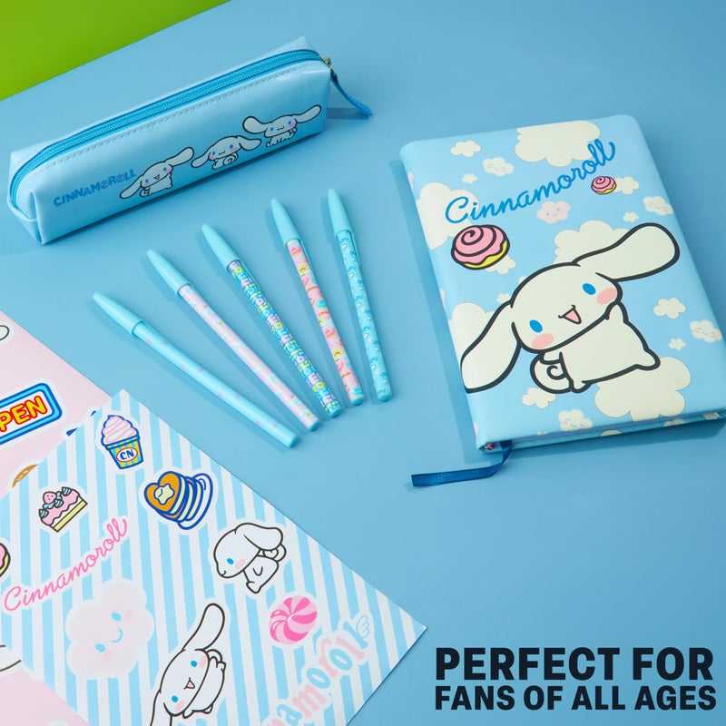 Get Trend Hello Kitty Gifts Cinnamoroll Stationary Set Cute Notebook Pens Kawaii Pencil Case Anime Stickers Journal Accessories Gift for Teens (Blue Cinnamoroll) - Image 5