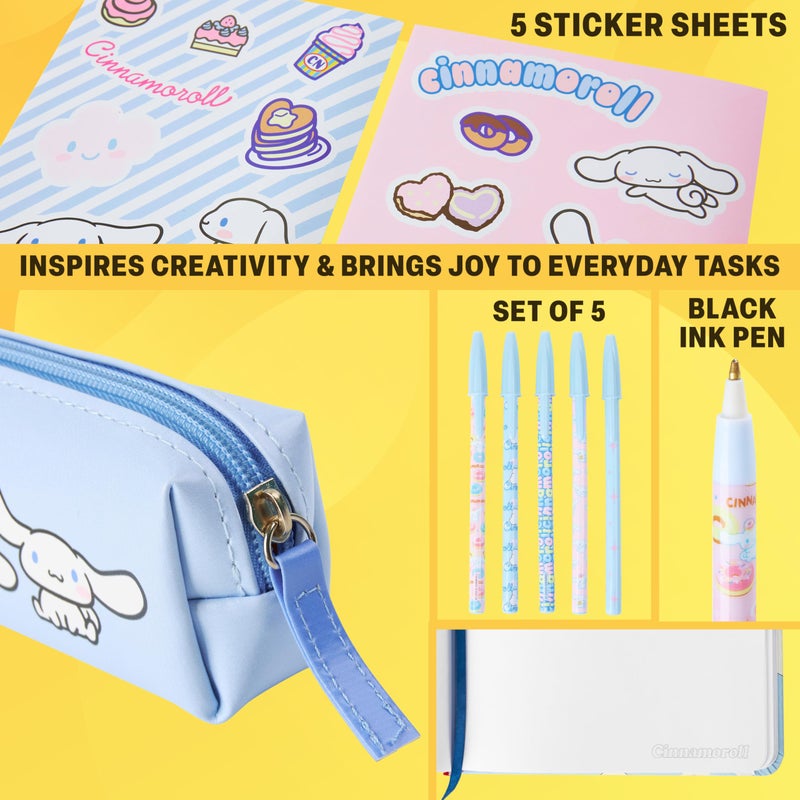Get Trend Hello Kitty Gifts Cinnamoroll Stationary Set Cute Notebook Pens Kawaii Pencil Case Anime Stickers Journal Accessories Gift for Teens (Blue Cinnamoroll) - Image 4