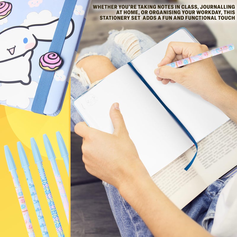 Get Trend Hello Kitty Gifts Cinnamoroll Stationary Set Cute Notebook Pens Kawaii Pencil Case Anime Stickers Journal Accessories Gift for Teens (Blue Cinnamoroll) - Image 2