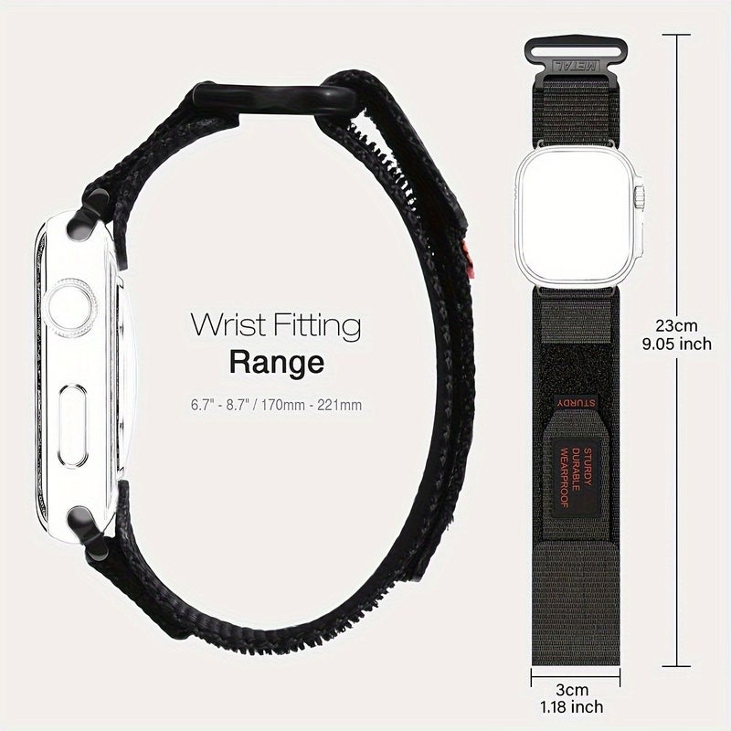 Sturdy Nylon Military Tactical Braided Single Loop Strap Compatible With Apple Watch 42mm 44mm 45mm 49mm Army Green - Image 2