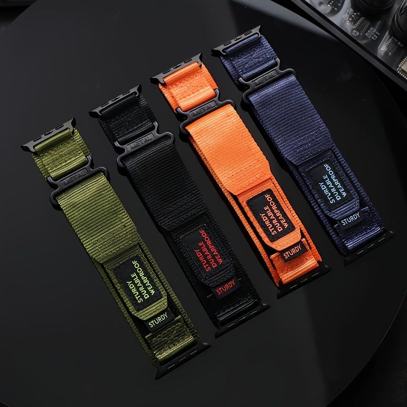 Sturdy Nylon Military Tactical Braided Single Loop Strap Compatible With Apple Watch 42mm 44mm 45mm 49mm Army Green - Image 3