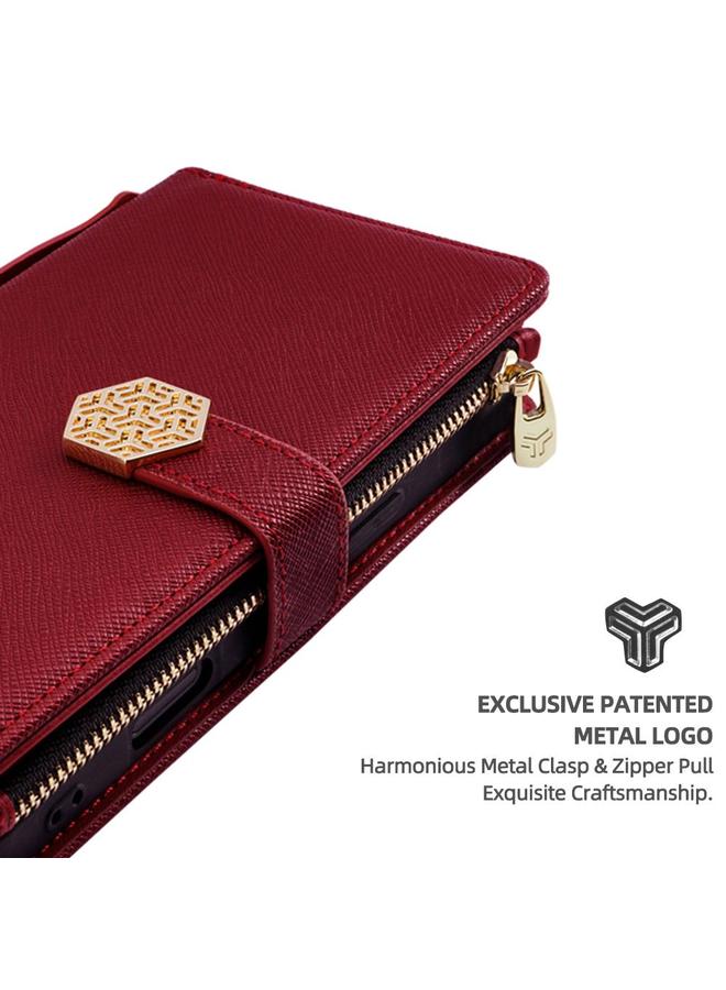 Zaboon Case For iPhone 13 Pro Crossbody Handle Cross Texture Leather Phone Case - Image 4