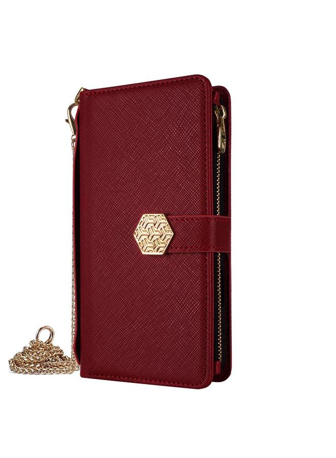 Zaboon Case For iPhone 13 Pro Crossbody Handle Cross Texture Leather Phone Case - Image 2