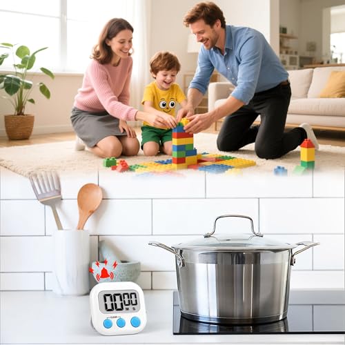 AOUCE Timer for Kids Teachers Supplies Digital Kitchen Timers for Cooking Large Magnetic Classroom Timer 2Pack-White Blue - Image 3