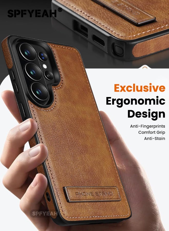 SPFYEAH Samsung Galaxy S26 Ultra Case, Leather Case with Kickstand, Luxury, Elegant, and Beautiful Design Cover, Shockproof Slim Phone Cover Compatible with Samsung Galaxy S26 Ultra 6.9 inch, Brown - Image 5