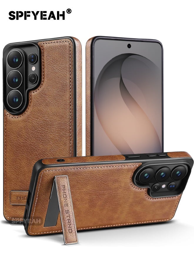 SPFYEAH Samsung Galaxy S26 Ultra Case, Leather Case with Kickstand, Luxury, Elegant, and Beautiful Design Cover, Shockproof Slim Phone Cover Compatible with Samsung Galaxy S26 Ultra 6.9 inch, Brown - Image 1