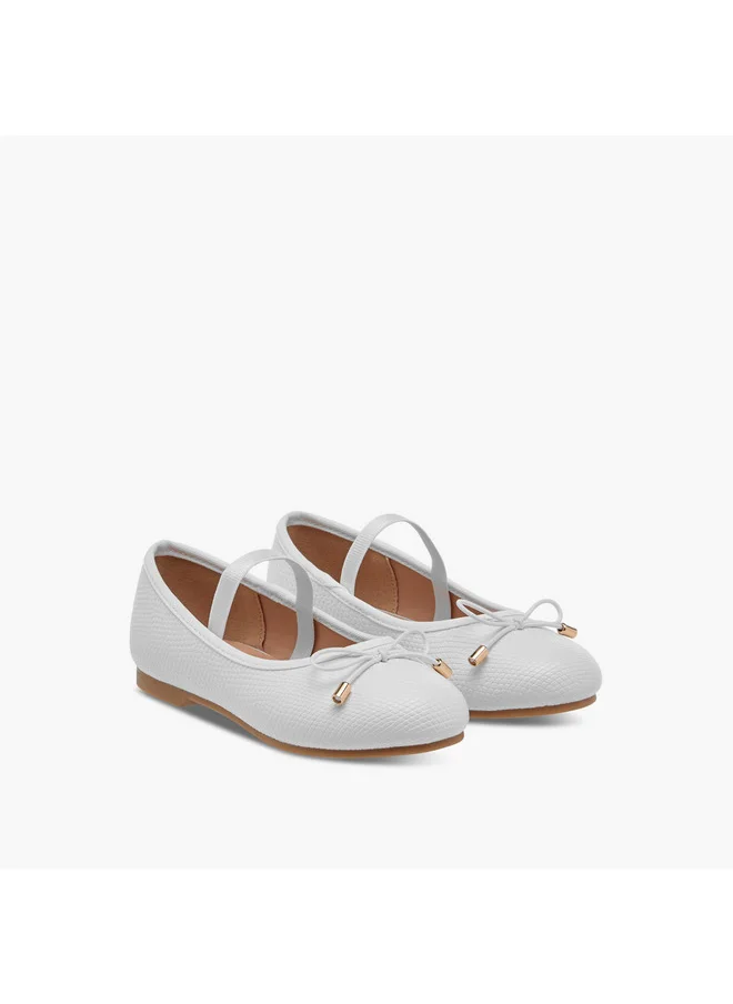 جونيورز Girls Bow Accent Ballerina Shoes with Elasticated Strap