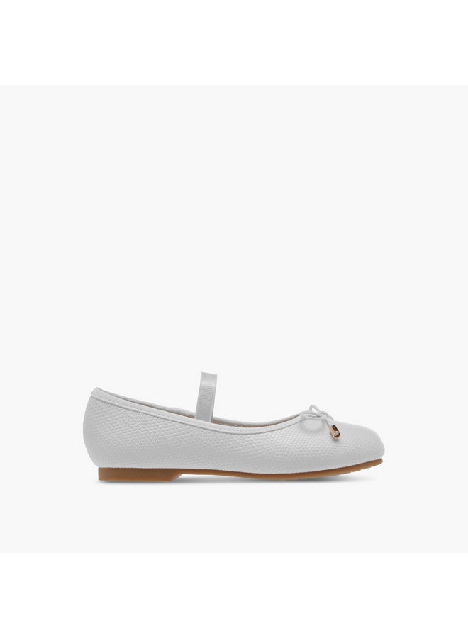 JUNIORS Girls Bow Accent Ballerina Shoes with Elasticated Strap  - Image 3