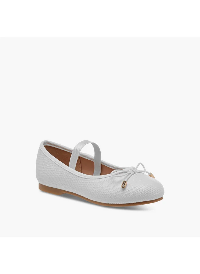 جونيورز Girls Bow Accent Ballerina Shoes with Elasticated Strap