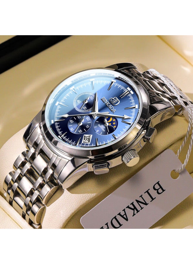 Binkada Men's Watch Student Luminous Moon Phase Multifunction Waterproof Automatic Mechanical Top Ten Brand Christmas Gift - Image 4