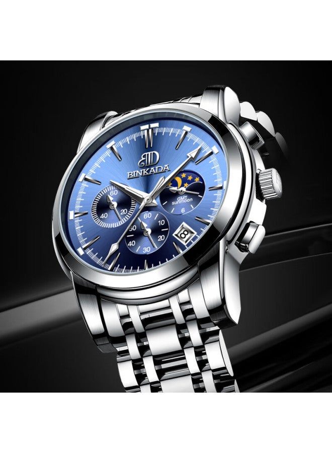 Binkada Men's Watch Student Luminous Moon Phase Multifunction Waterproof Automatic Mechanical Top Ten Brand Christmas Gift - Image 2