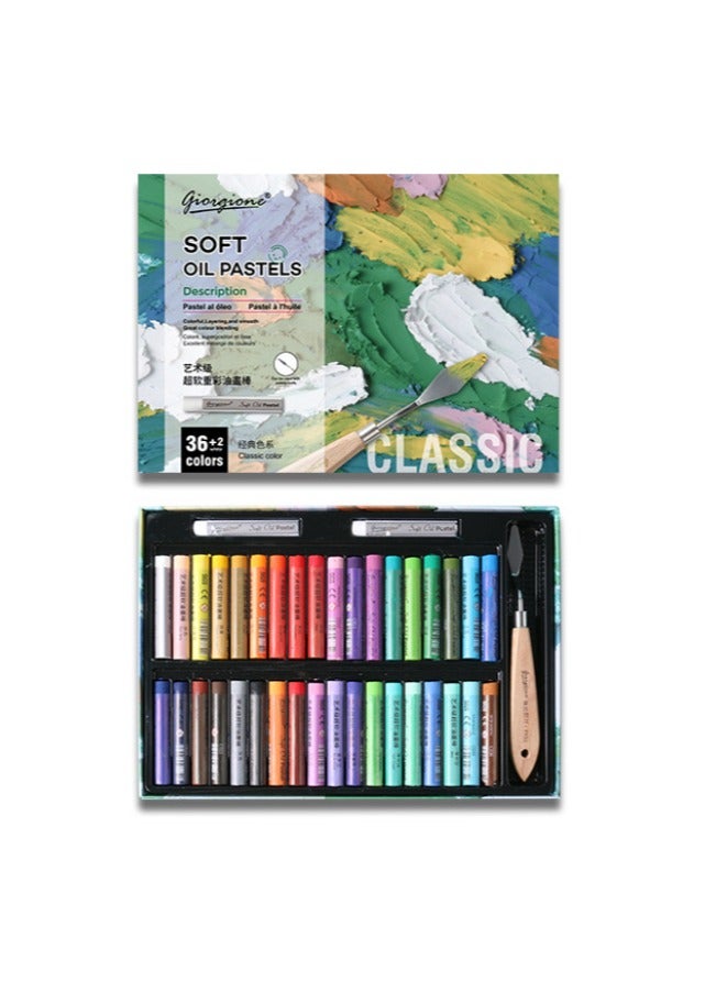 جيورجيون مجموعة 36 نوعاً من أقلام الشمع الثقيله الكلاسيكية - أقلام شمعية فائقة النعومة مصحوبة بأداة كشط - Image 1