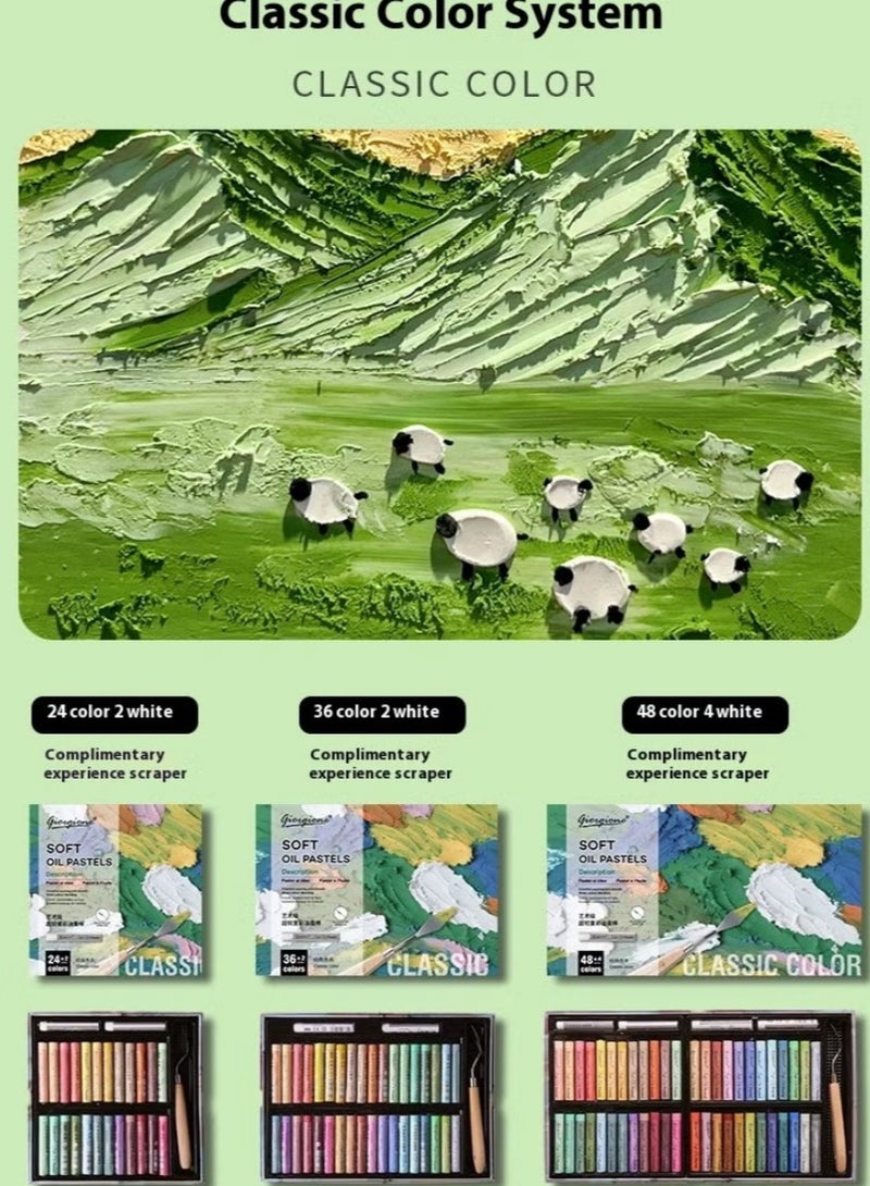 جيورجيون مجموعة 36 نوعاً من أقلام الشمع الثقيله الكلاسيكية - أقلام شمعية فائقة النعومة مصحوبة بأداة كشط - Image 2