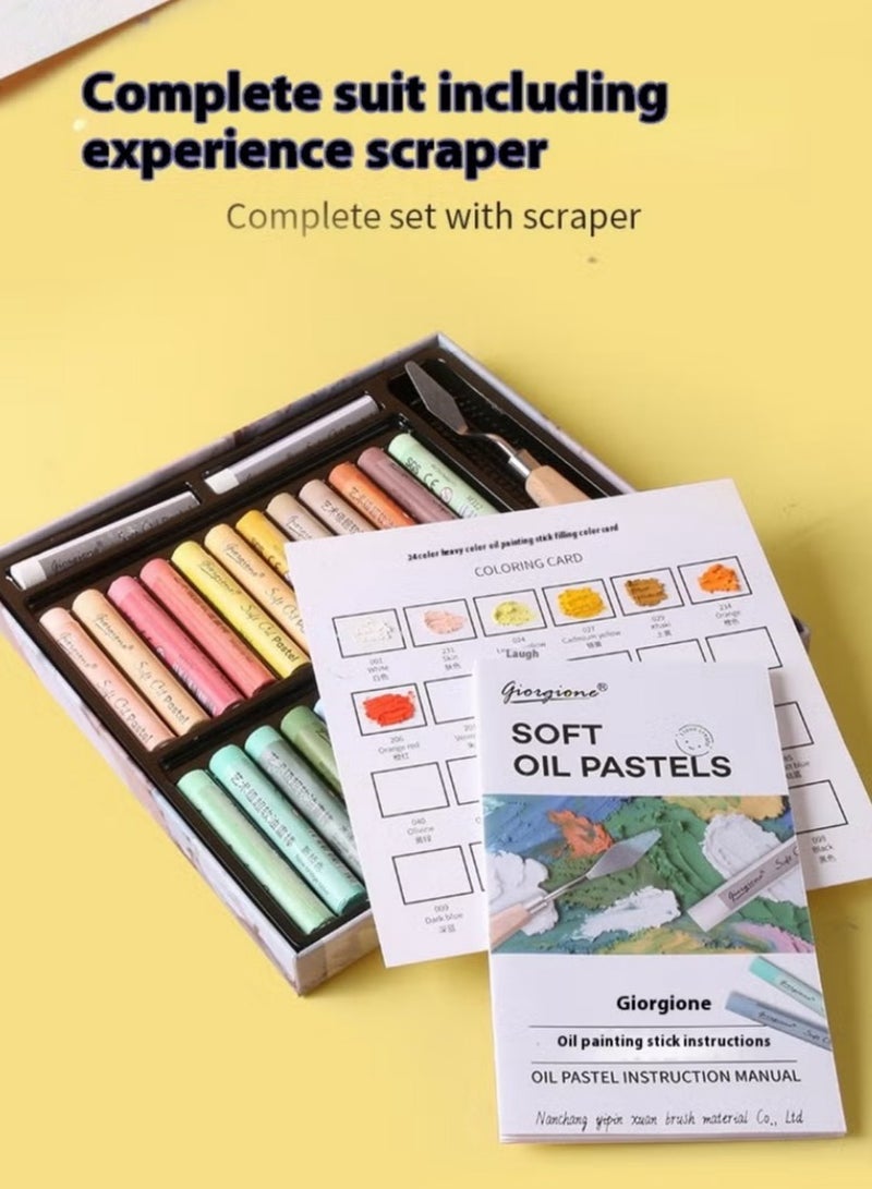 جيورجيون مجموعة 36 نوعاً من أقلام الشمع الثقيله الكلاسيكية - أقلام شمعية فائقة النعومة مصحوبة بأداة كشط - Image 5