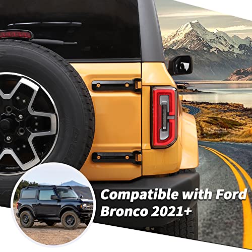 Jimen Compatible with Ford Bronco 2021-2023, Rear Door Tailgate Hinge Cover Exterior Trim Accessories (Black) - Image 2