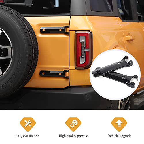Jimen Compatible with Ford Bronco 2021-2023, Rear Door Tailgate Hinge Cover Exterior Trim Accessories (Black) - Image 4